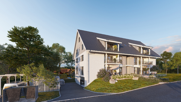 Projekt Rutschwil (Dägerlen) Aussenansicht von Nordwest