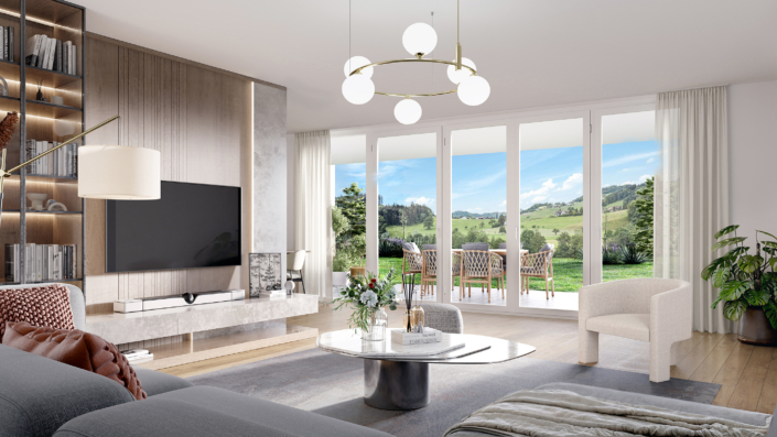 Projekt «Murgweid» Oberwangen, Wohnzimmer/Sitzplatz EG